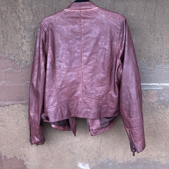 Deep Red Faux Leather Jacket - Picture 6 of 8